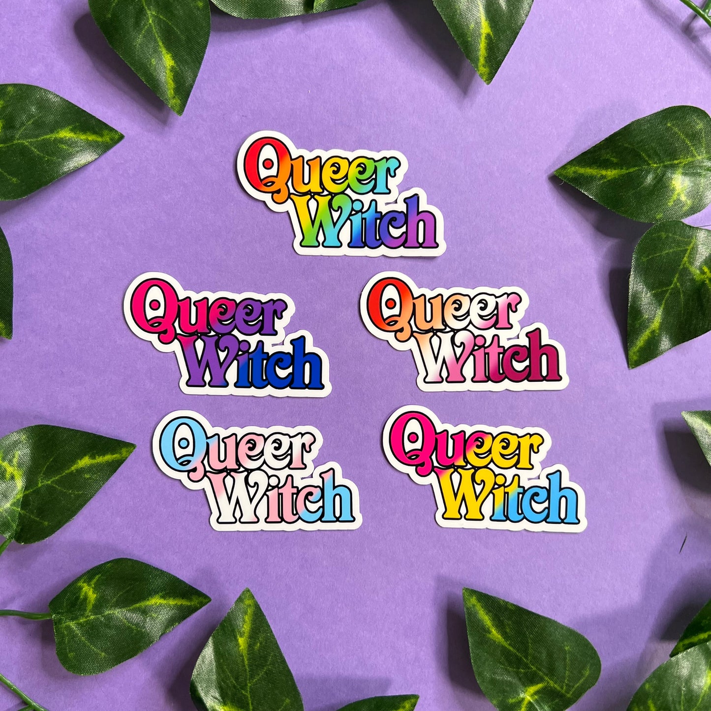 Queer Witch | Glossy Waterproof Sticker | Pride, bi, lesbian, pan, trans