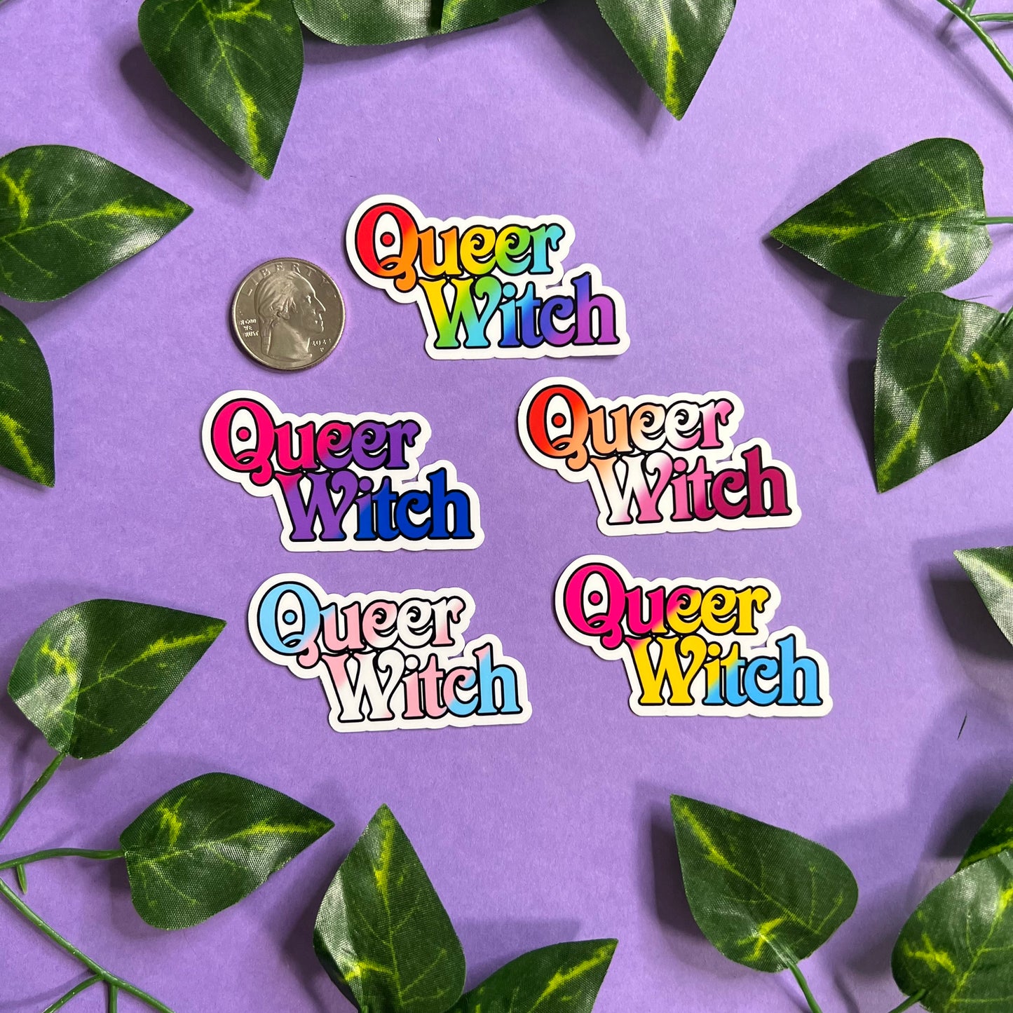 Queer Witch | Glossy Waterproof Sticker | Pride, bi, lesbian, pan, trans