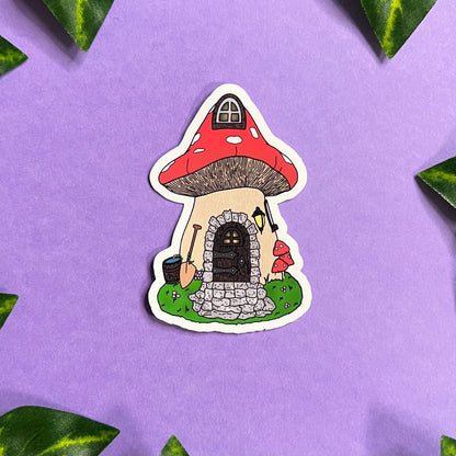 Mushroom Fairy House | Glossy Waterproof Sticker | Fairy house, fantasy, fairycore