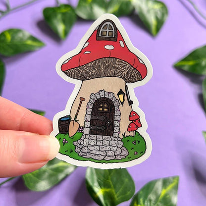 Mushroom Fairy House | Glossy Waterproof Sticker | Fairy house, fantasy, fairycore