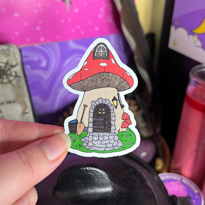 Mushroom Fairy House | Glossy Waterproof Sticker | Fairy house, fantasy, fairycore