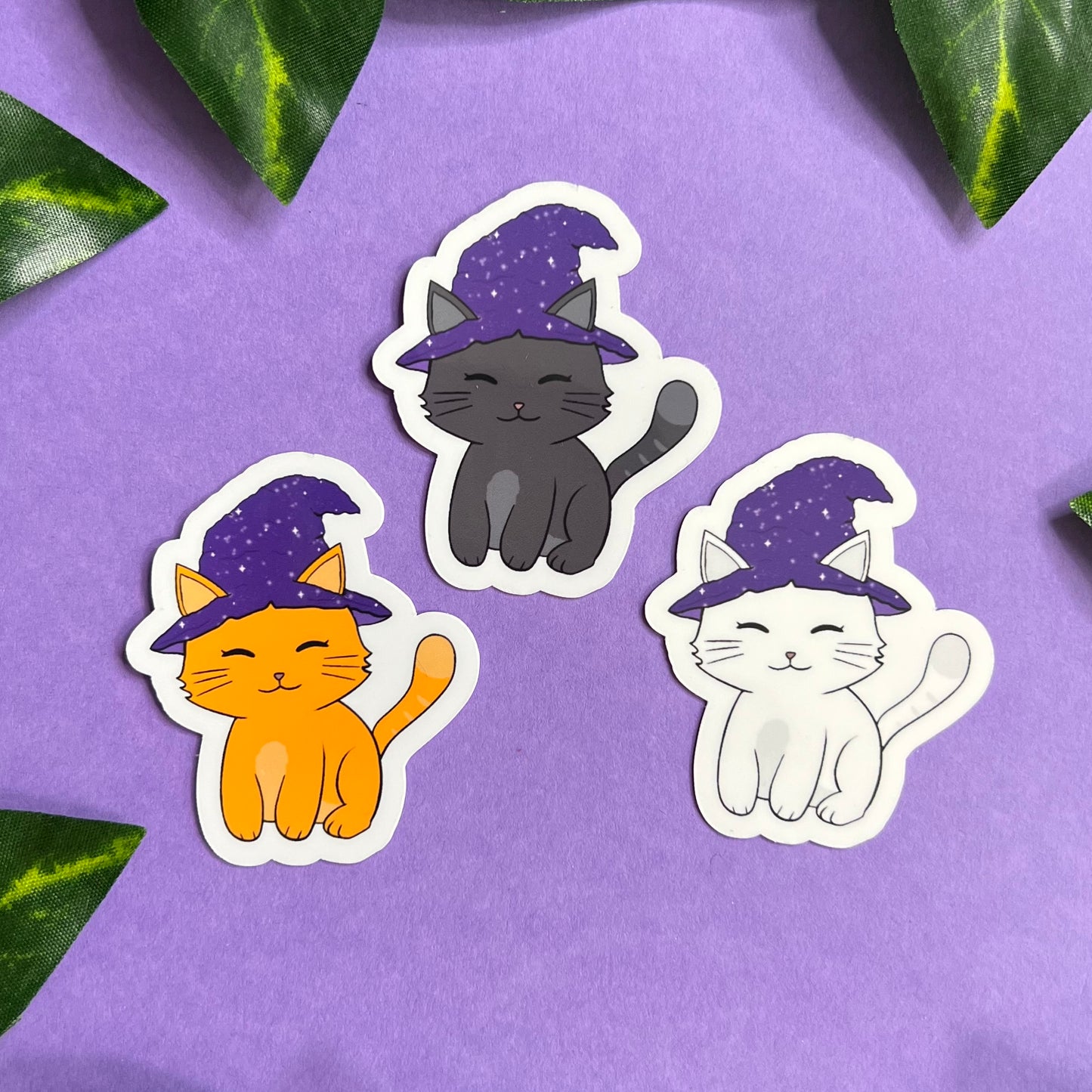 Witchy Cat | Glossy Waterproof Sticker | Mystical cat, witches familiar, Cute