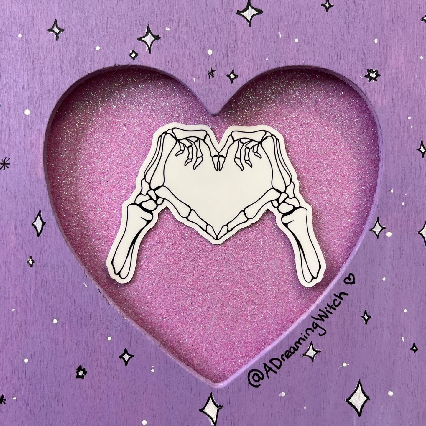 skeleton heart hands waterproof sticker