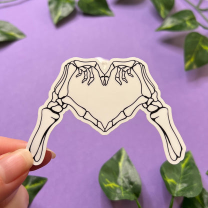 skeleton heart hands waterproof sticker