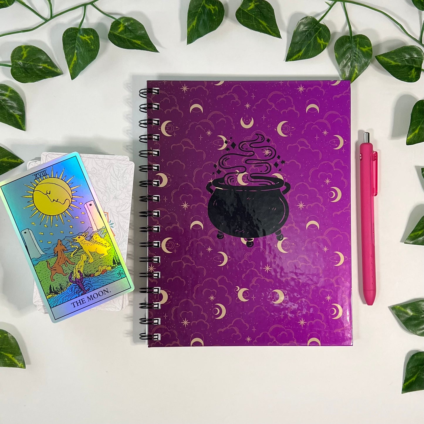 Cute Spell Grimoire/Book of Shadows | Homemade Spiral Notebook | 6.5”x8.5” | Witchcraft Key + Spell Tracking