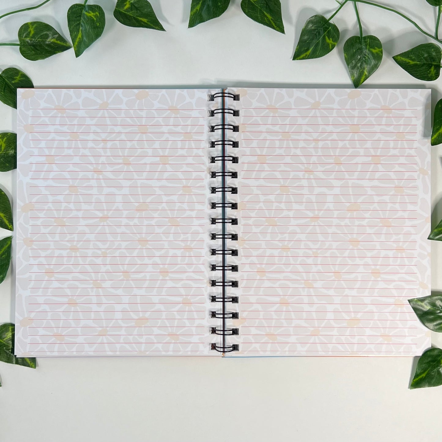 Stay Groovy | Homemade Spiral Notebook | 6.5”x8.5” | Lined 70s Flower Print Pages