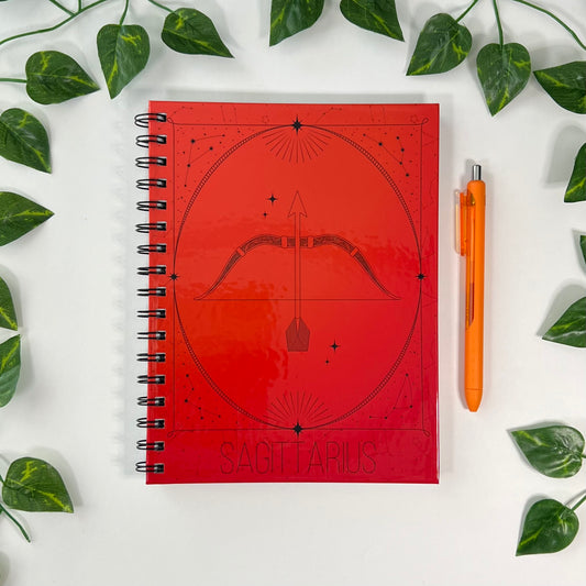 Sagittarius Zodiac | Homemade Spiral Notebook | 6.5”x8.5” | Constellation + Zodiac Print Lined Pages