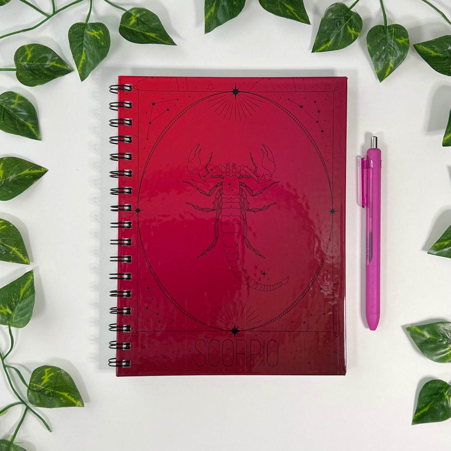 Scorpio Zodiac | Homemade Spiral Notebook | 6.5”x8.5” | Constellation + Zodiac Print Lined Pages