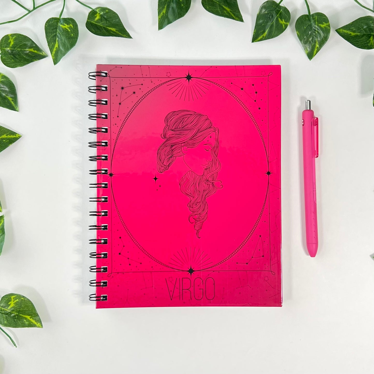 Virgo Zodiac | Homemade Spiral Notebook | 6.5”x8.5” | Constellation + Zodiac Print Lined Pages