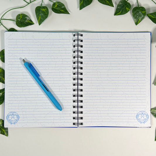 Gemini Zodiac | Homemade Spiral Notebook | 6.5”x8.5” | Constellation + Zodiac Print Lined Pages