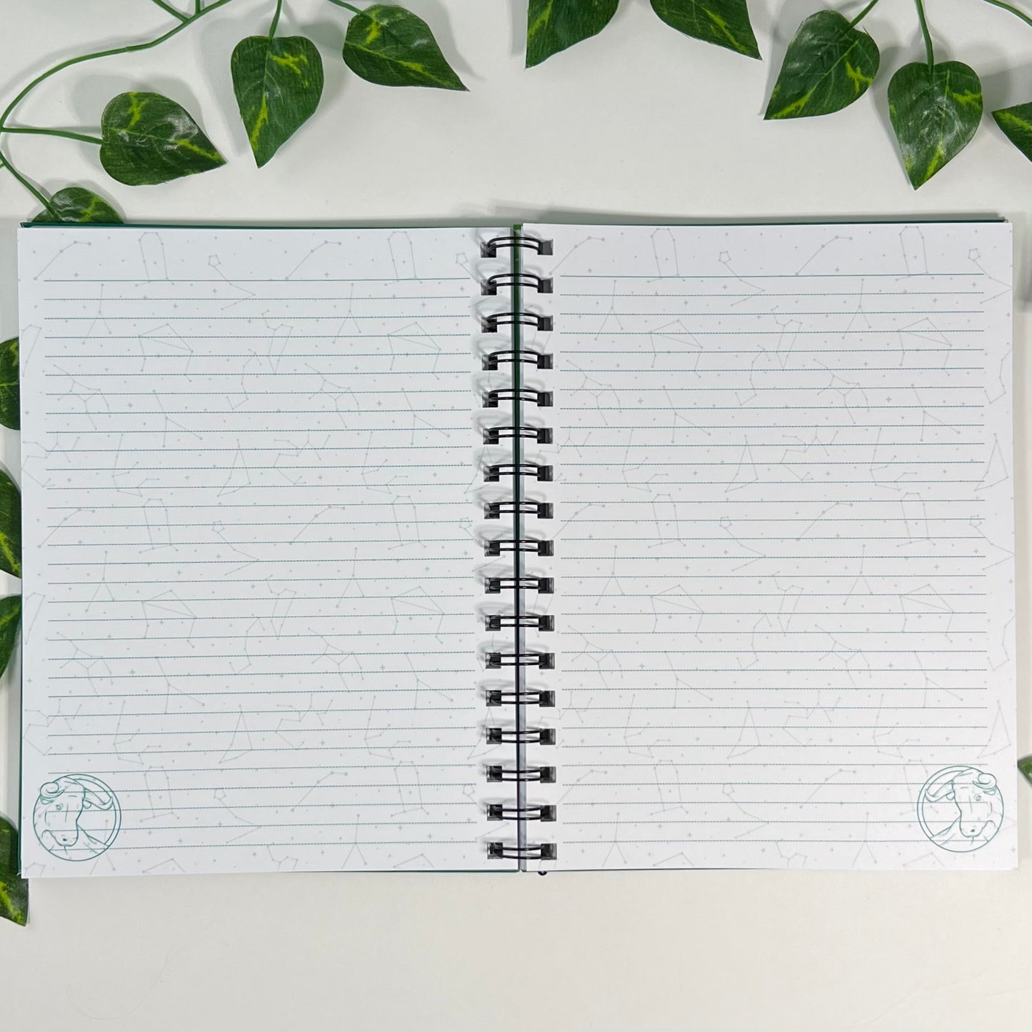 Taurus Zodiac | Homemade Spiral Notebook | 6.5”x8.5” | Constellation + Zodiac Print Lined Pages