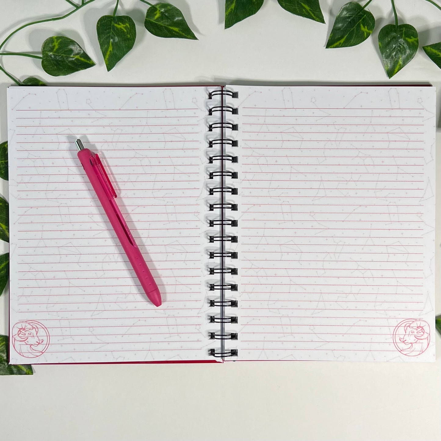 Aries Zodiac | Homemade Spiral Notebook | 6.5”x8.5” | Constellation + Zodiac Print Lined Pages