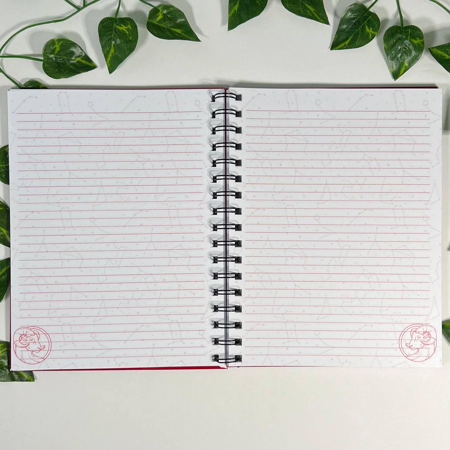 Aries Zodiac | Homemade Spiral Notebook | 6.5”x8.5” | Constellation + Zodiac Print Lined Pages