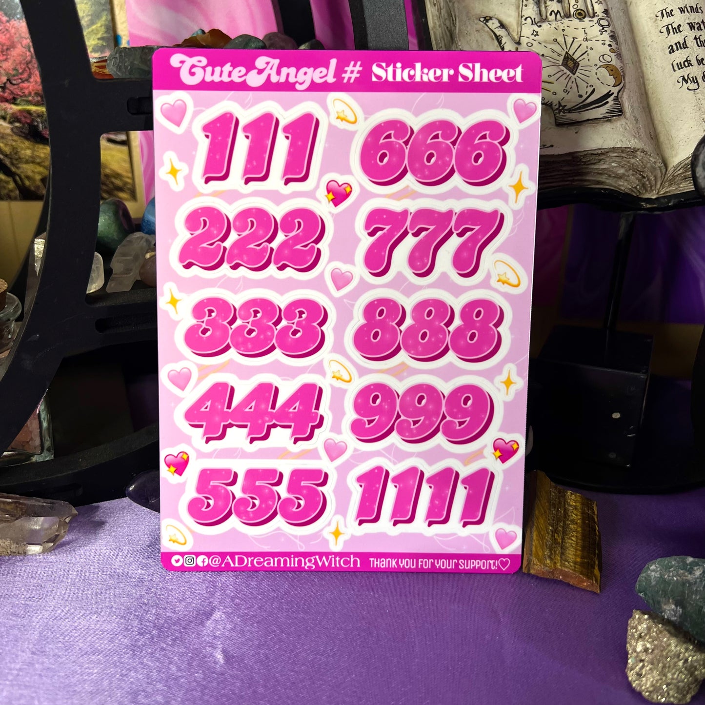 Cute Angel Numbers Sticker Sheet | Waterproof Glossy Stickers | 111 222 333 444 555 666 777 888 999 1111