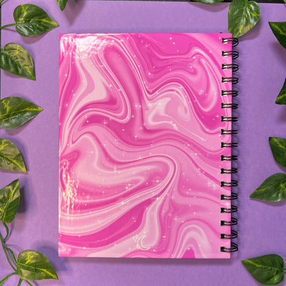 Manifest Your Dreams Pink Swirl | Homemade Spiral Notebook | 6.5"x8.5" | Pink Constellation Lined Pages