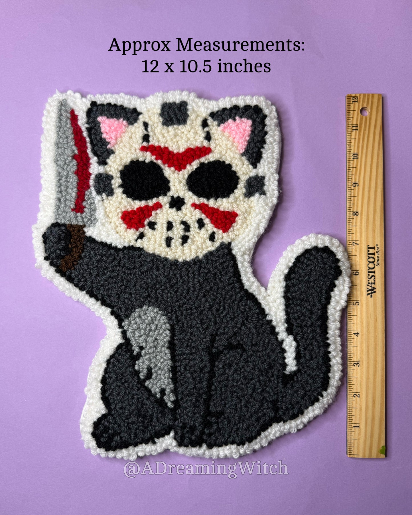 Spooky Killer Kitty Punch Needle Rug