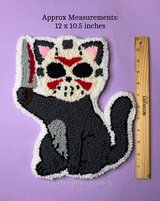 Spooky Killer Kitty Punch Needle Rug