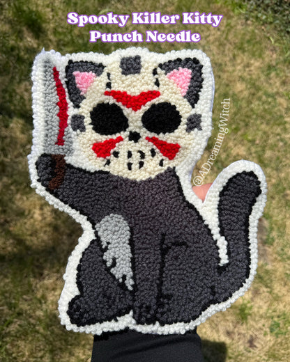 Spooky Killer Kitty Punch Needle Rug