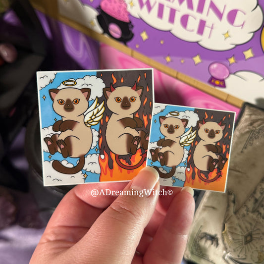 Angel Devil Siamese Cats | Glossy Waterproof Sticker
