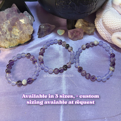 Anti-Anxiety Bracelet | Intention + Reiki Infused | Amethyst + Dyed Quartz