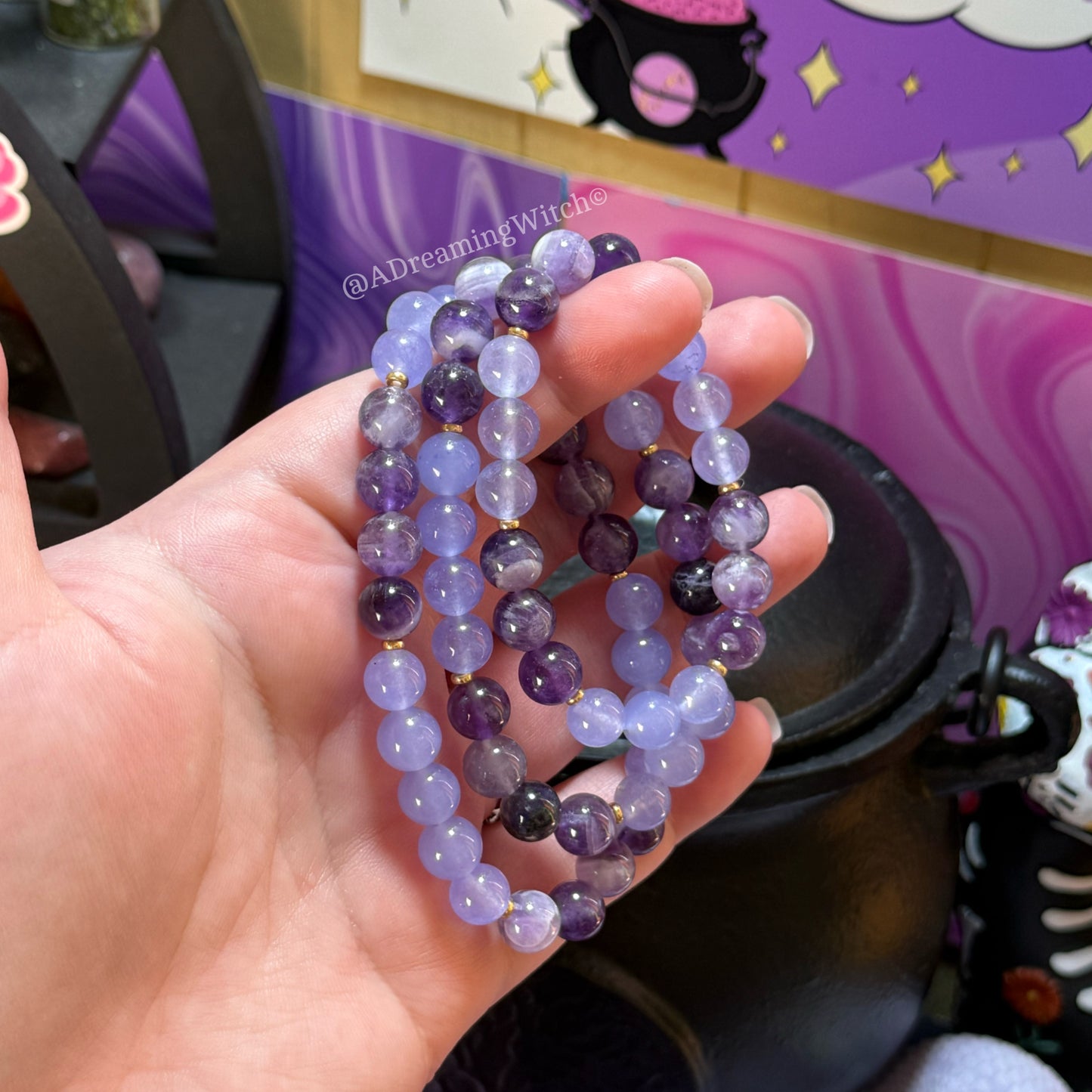 Anti-Anxiety Bracelet | Intention + Reiki Infused | Amethyst + Dyed Quartz