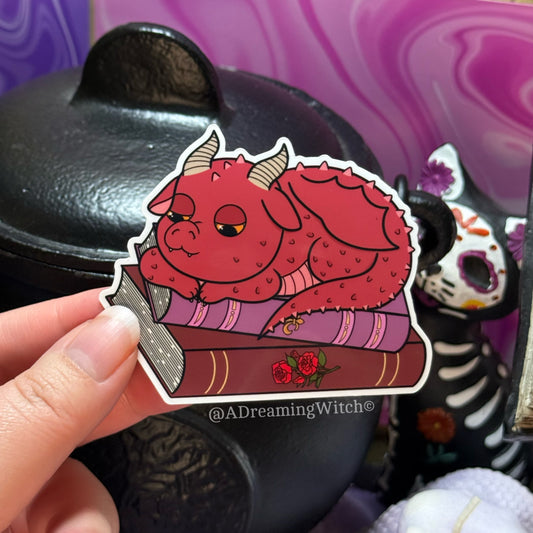 Book Dragon | Glossy Waterproof Sticker
