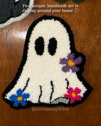 Floral Ghost Punch Needle Rug