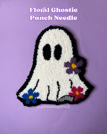 Floral Ghost Punch Needle Rug