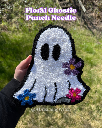 Floral Ghost Punch Needle Rug