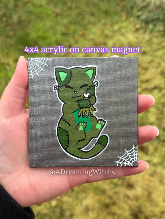 Franken Cat 4x4 inch Magnet Painting