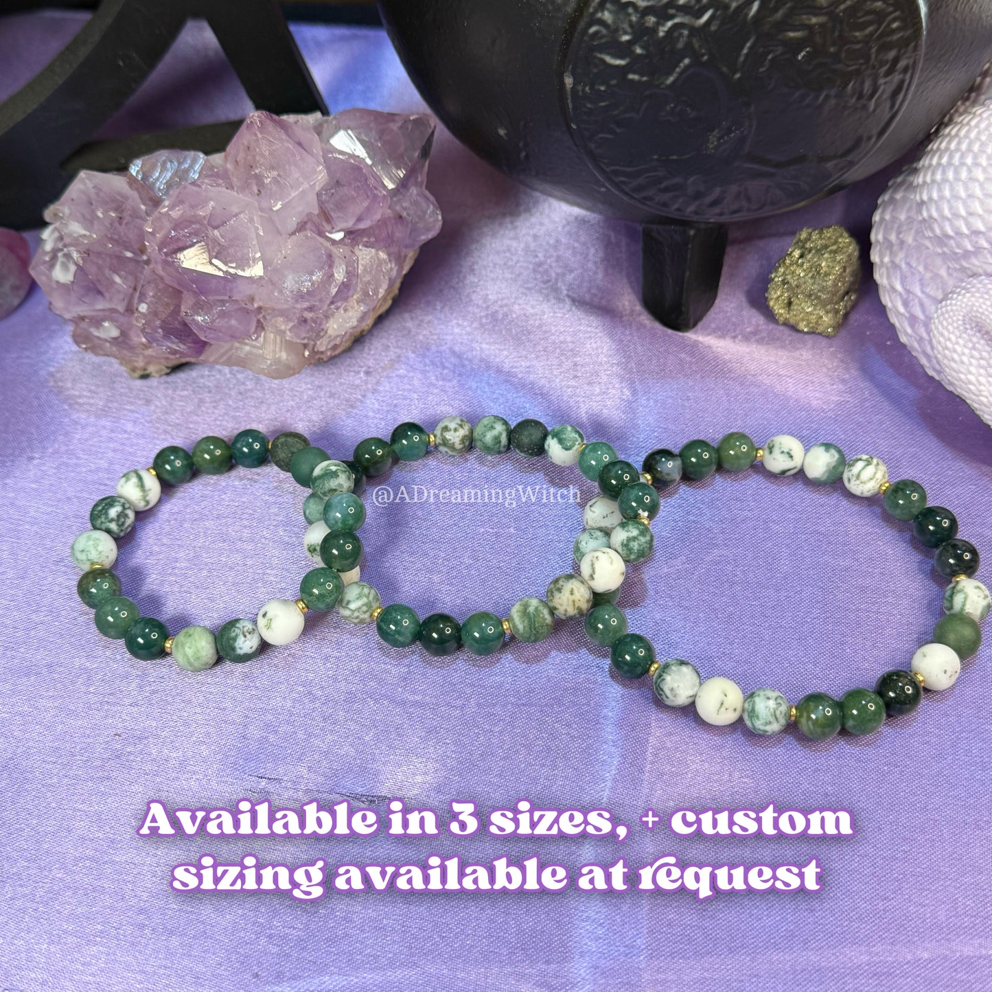 Heart Centered Grounding Bracelet | Intention + Reiki Infused | Moss + Tree Agate