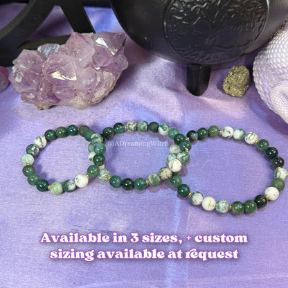 Heart Centered Grounding Bracelet | Intention + Reiki Infused | Moss + Tree Agate