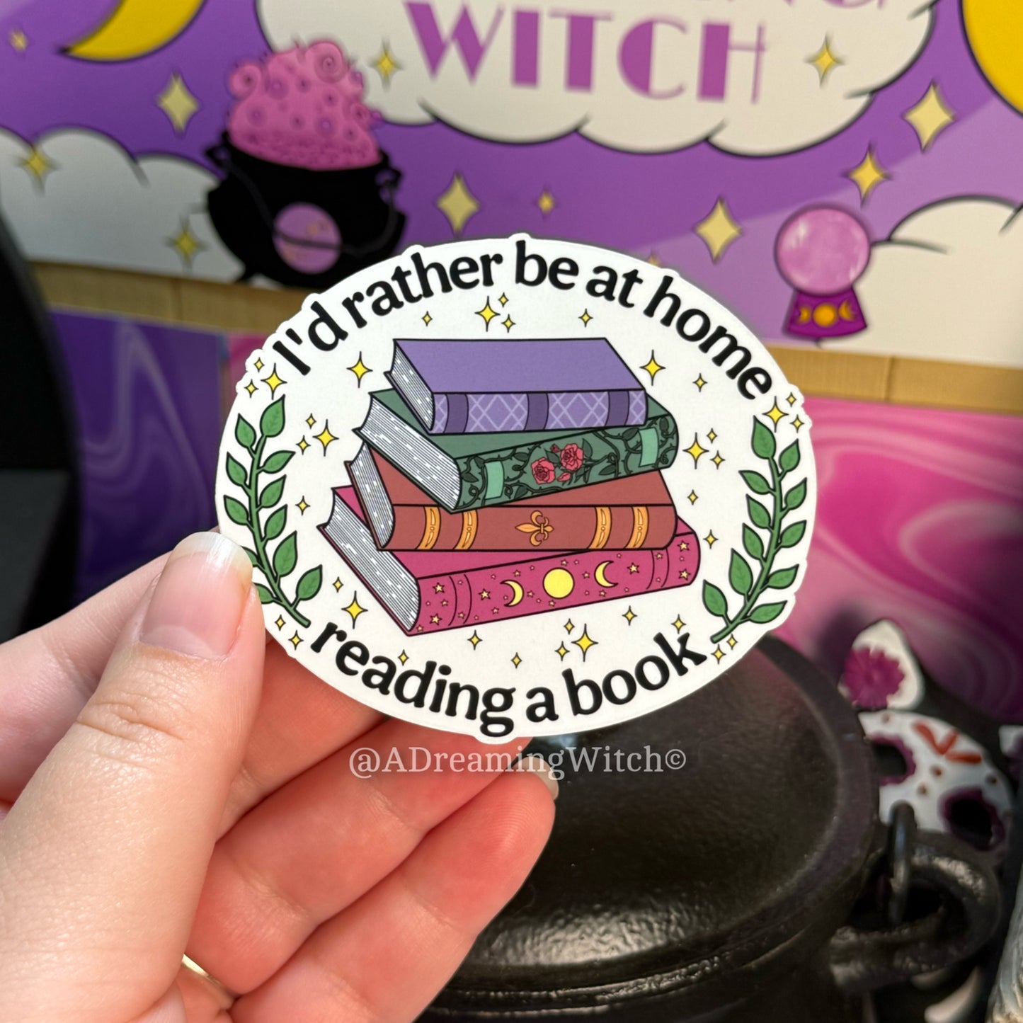 I'd rather be at home reading a book | Glossy Waterproof Sticker