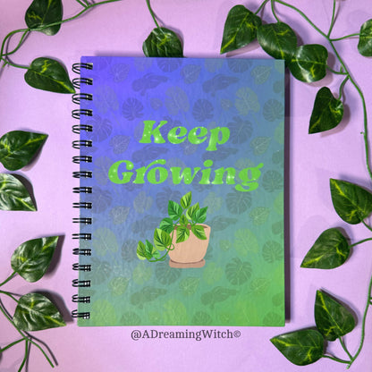 Keep Growing | Wire Bound Notebook | 8.5" x 6.5" | Lined Leaf Print Pages