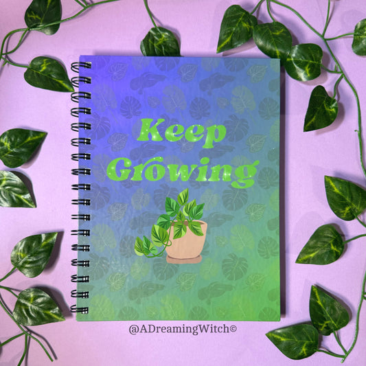 Keep Growing | Wire Bound Notebook | 8.5" x 6.5" | Lined Leaf Print Pages