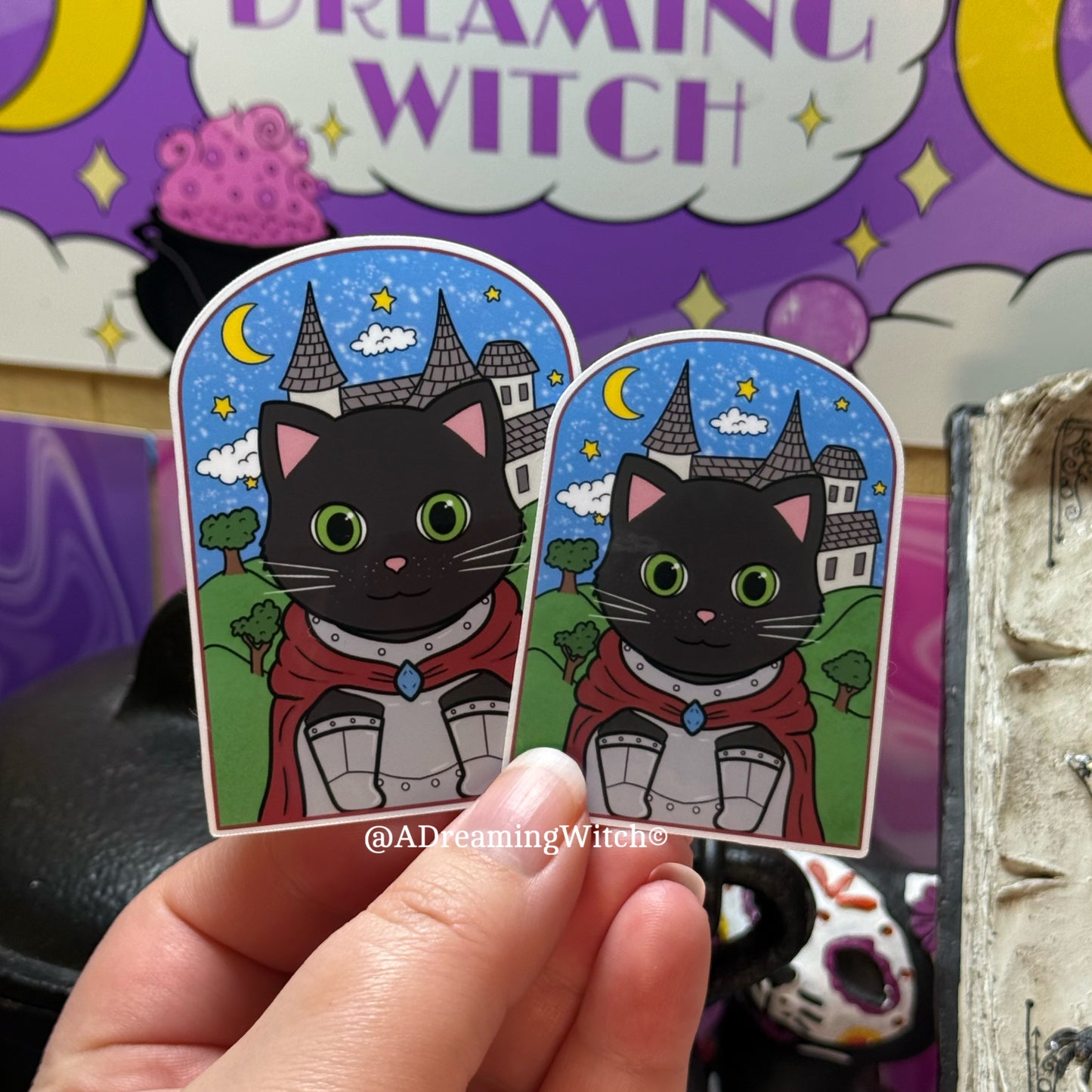 Knight Black Cat | Glossy Waterproof Sticker