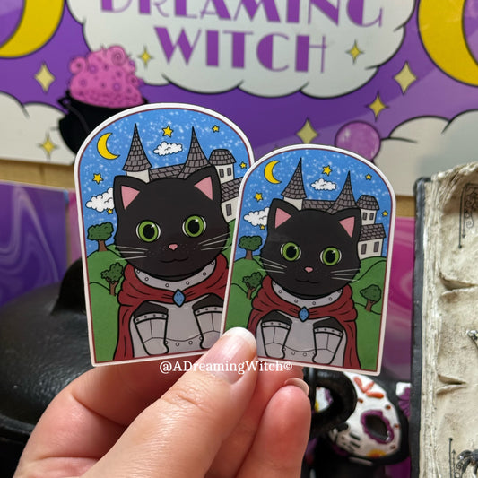 Knight Black Cat | Glossy Waterproof Sticker