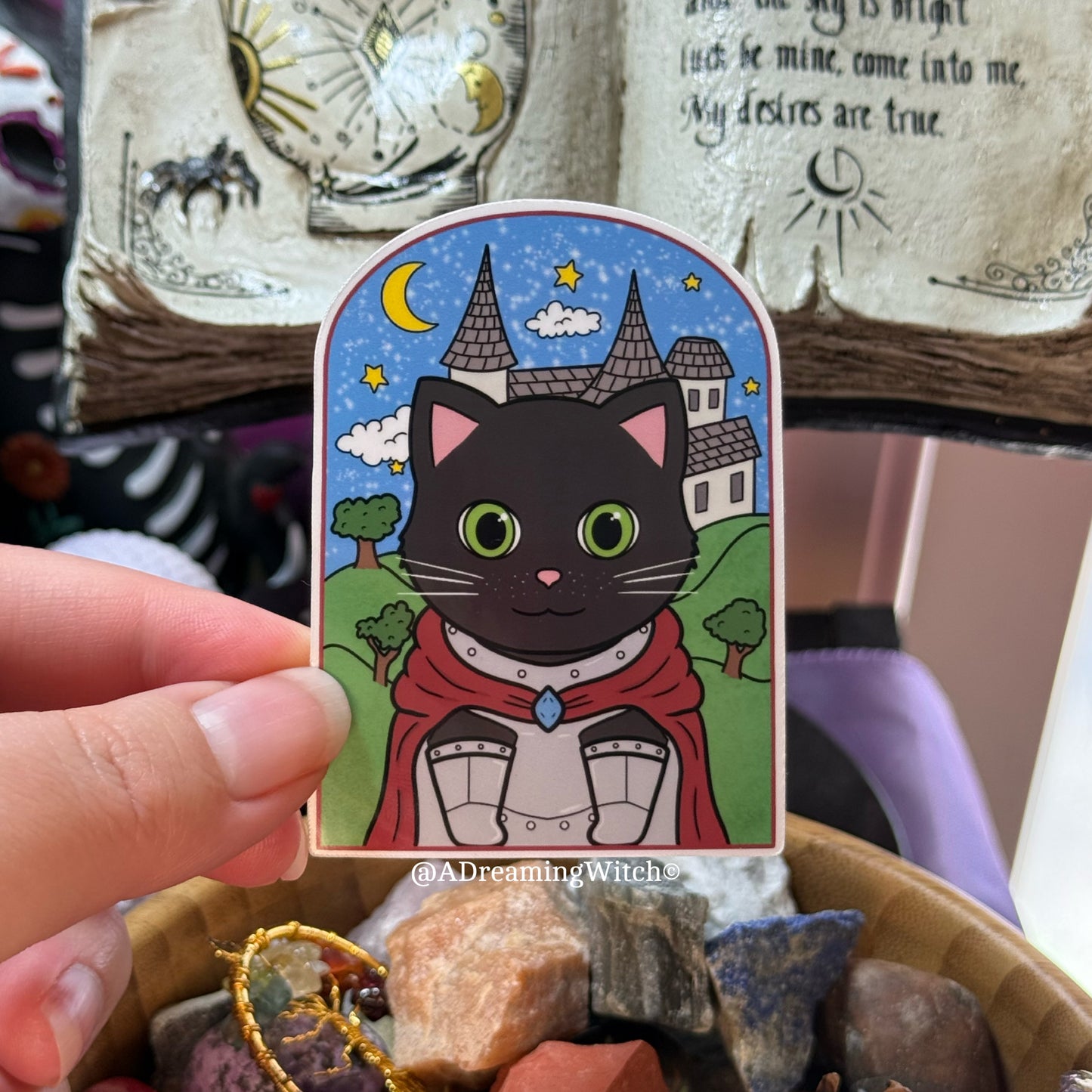Knight Black Cat | Glossy Waterproof Sticker