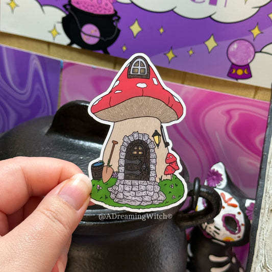 Mushroom Fairy House | Glossy Waterproof Sticker | Fairy house, fantasy, fairycore