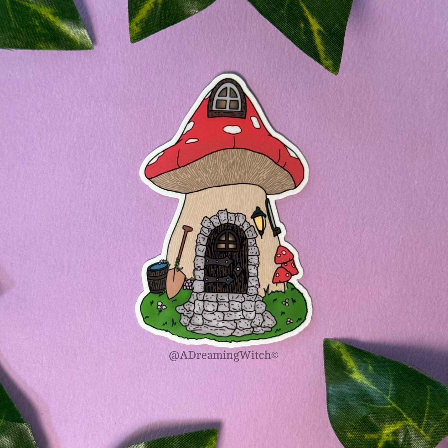Mushroom Fairy House | Glossy Waterproof Sticker | Fairy house, fantasy, fairycore