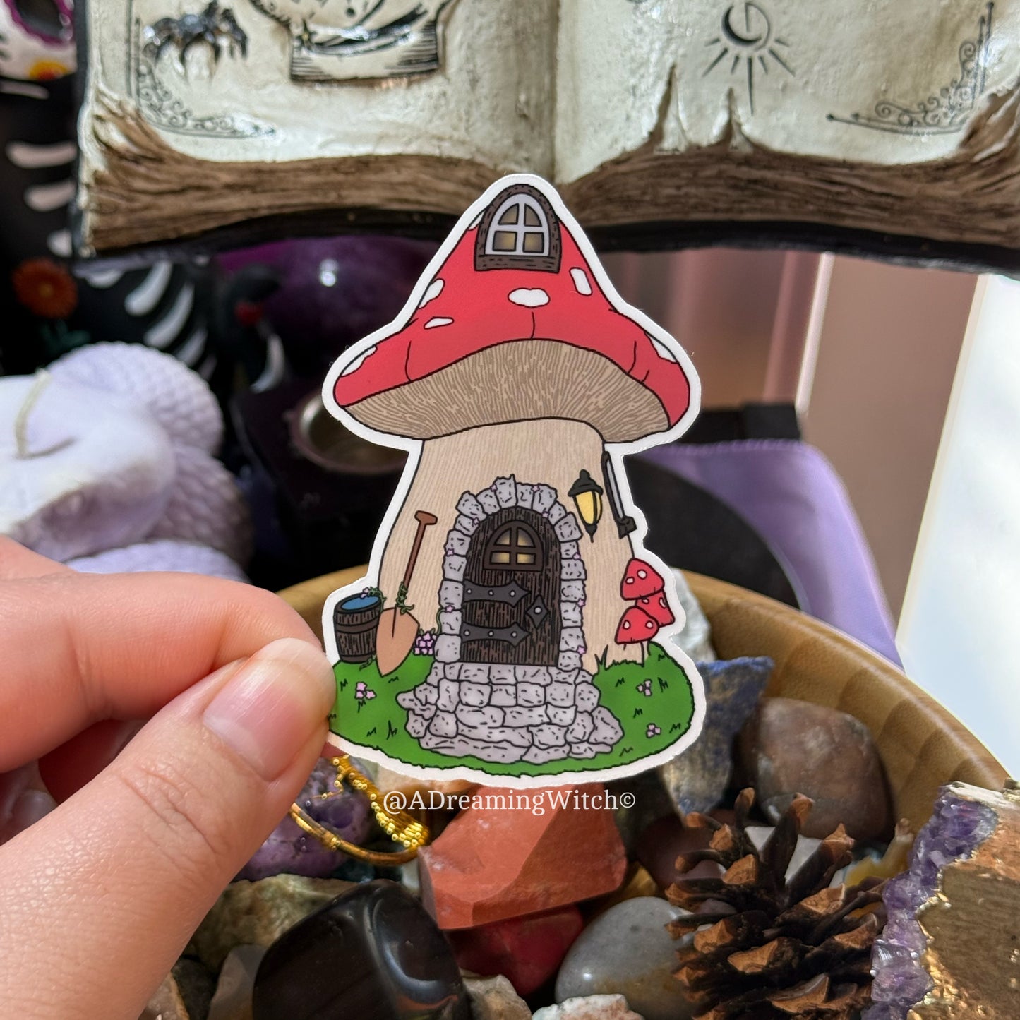 Mushroom Fairy House | Glossy Waterproof Sticker | Fairy house, fantasy, fairycore