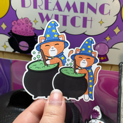 Orange Wizard Cat | Glossy Waterproof Sticker