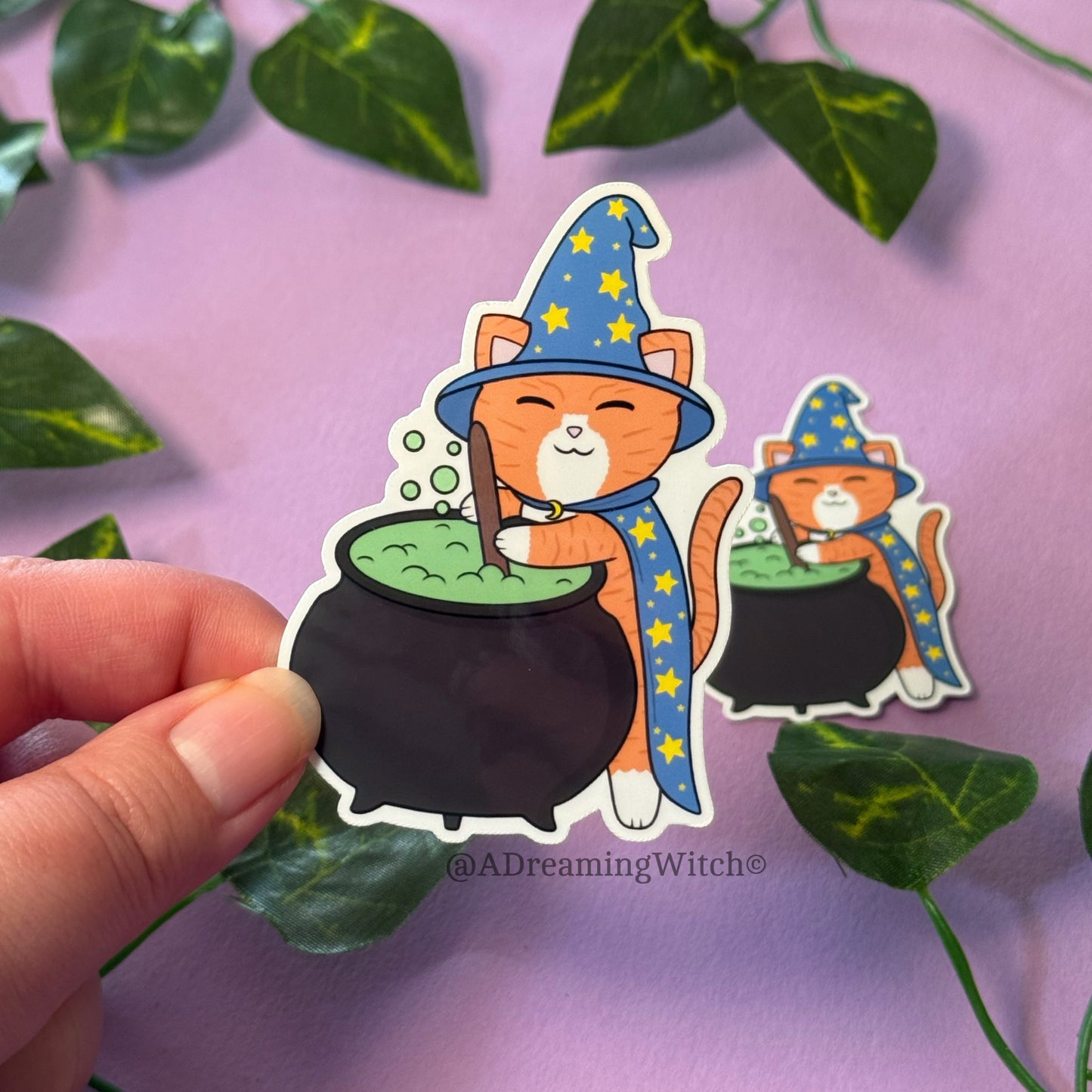 Orange Wizard Cat | Glossy Waterproof Sticker
