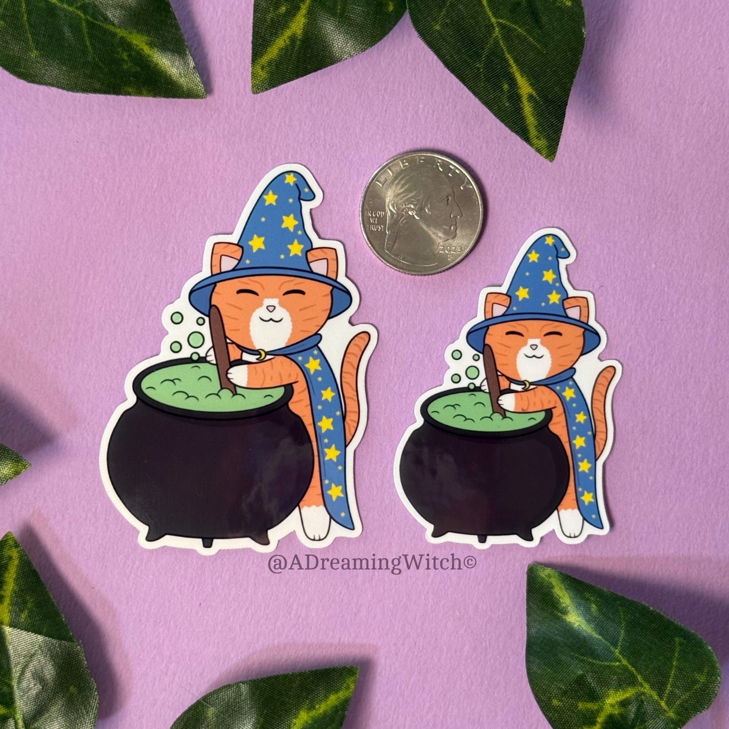 Orange Wizard Cat | Glossy Waterproof Sticker