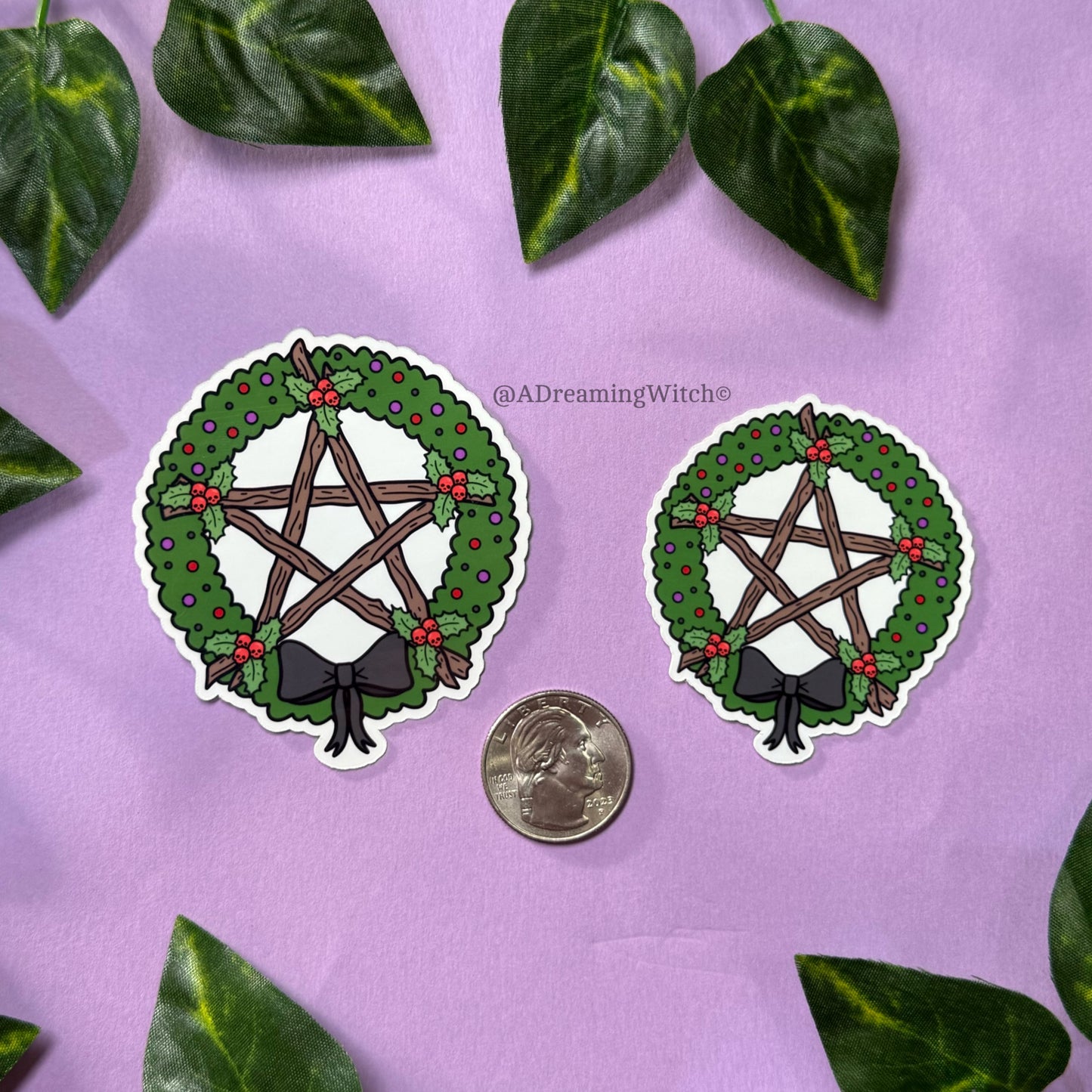 Pentagram Yule Wreath | Glossy Waterproof Sticker