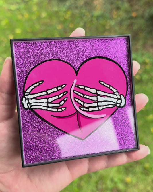 Skeleton Booty Heart 4x4 Glass Painting