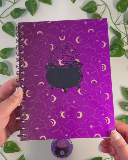 Cute Spell Grimoire/Book of Shadows | Homemade Spiral Notebook | 6.5”x8.5” | Witchcraft Key + Spell Tracking