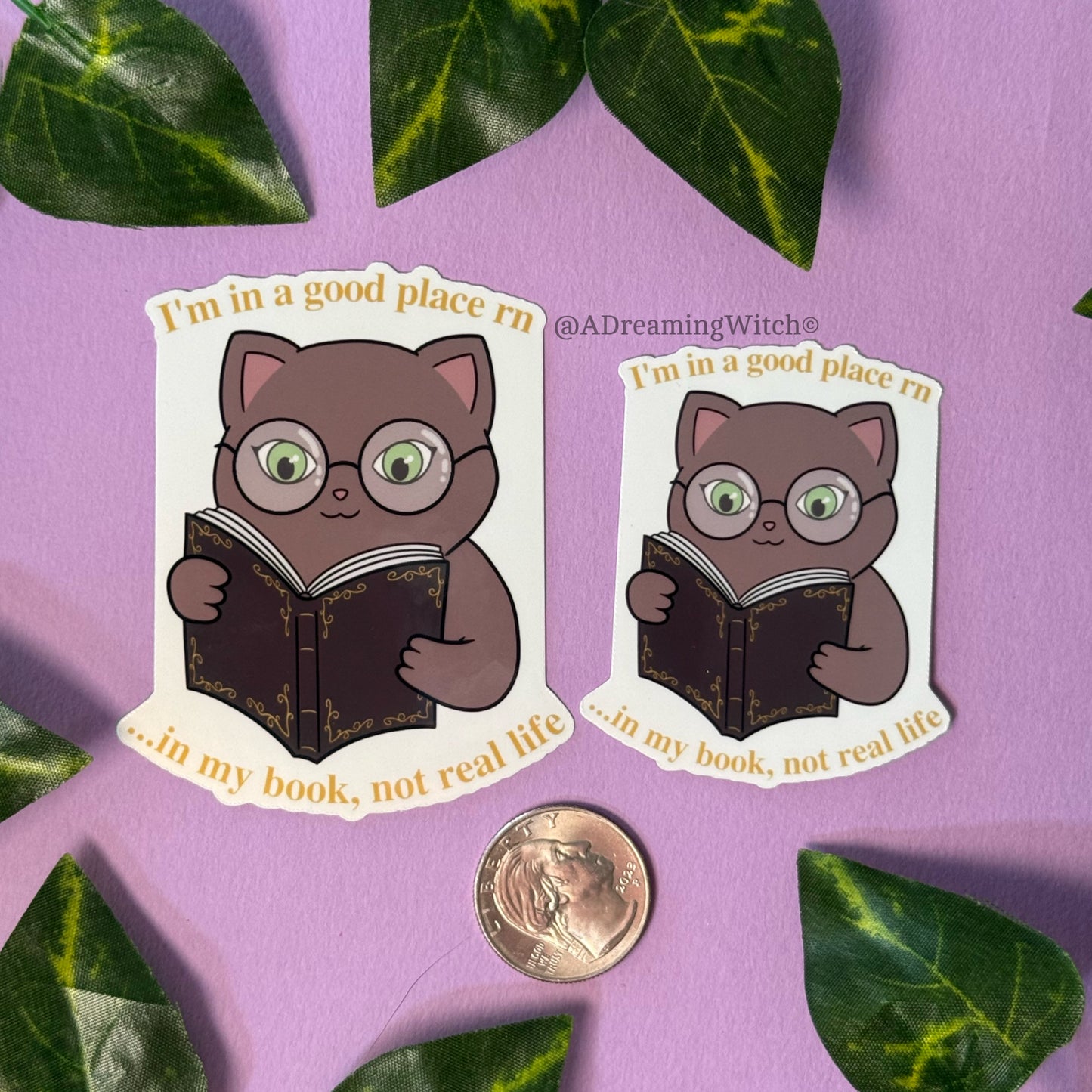 Silly Cat Reading a Book | Glossy Waterproof Sticker
