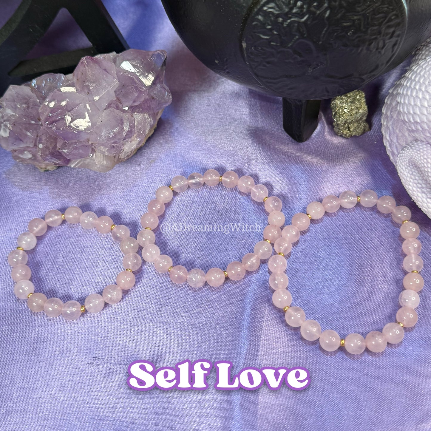 Self Love Bracelet | Intention + Reiki Infused | Rose Quartz Crystal