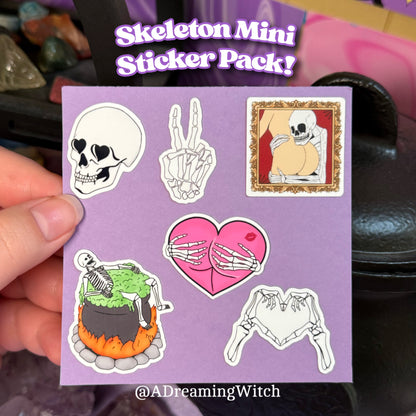 Skeleton MINI Sticker Pack | Glossy Waterproof Sticker | 6 stickers